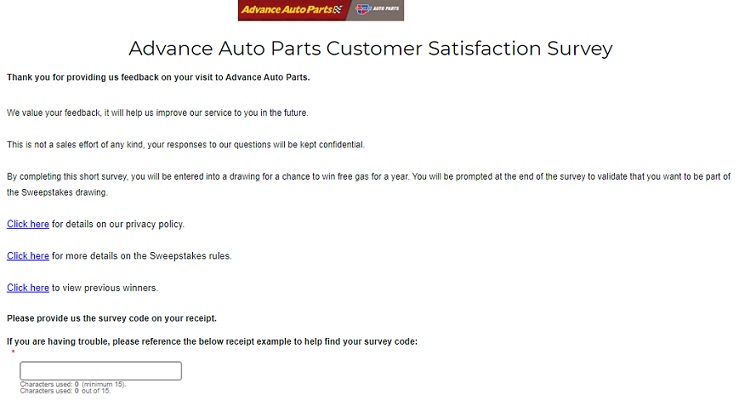 Advanceautoparts.com Survey