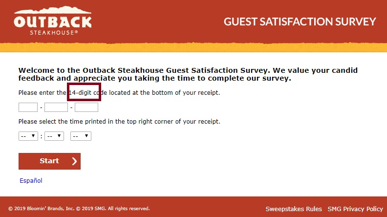 Outback Steakhouse Survey