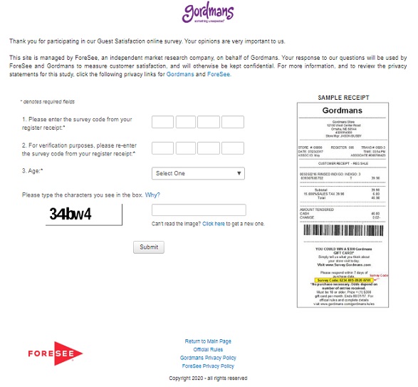 Gordmans Survey