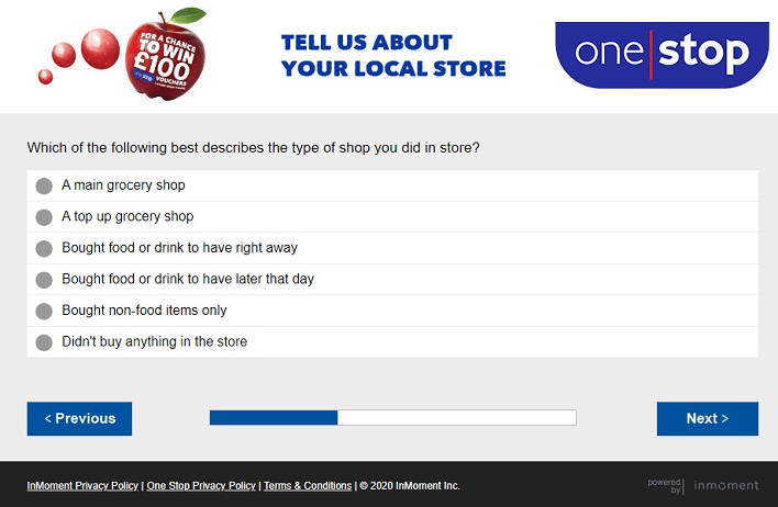 One Stop Customer Feedback Survey Questions