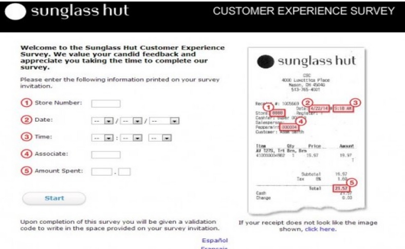 Sunglass Hut survey